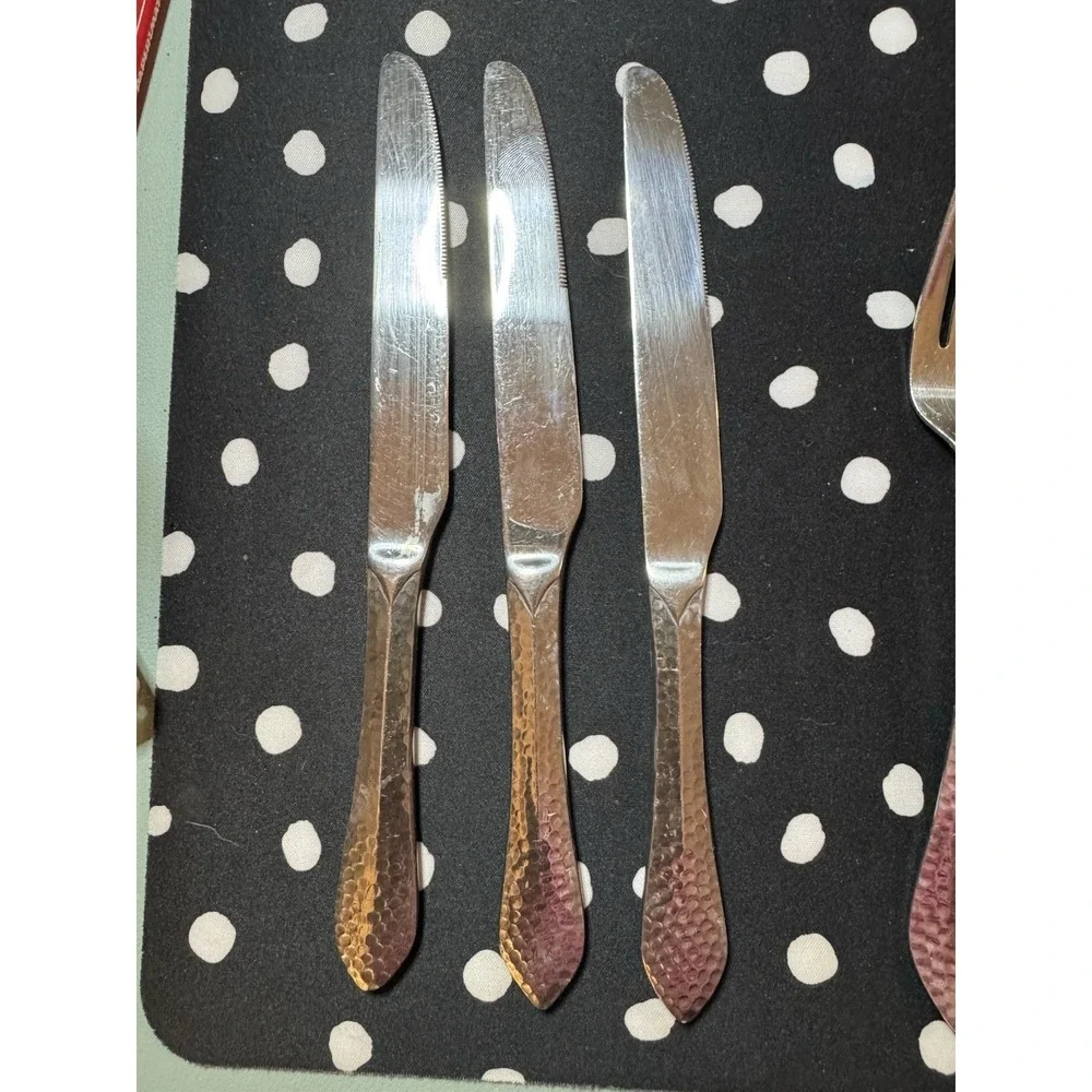 12 Piece Martha Stewart MSE Stainless Steel Hammered Silverware Replacements